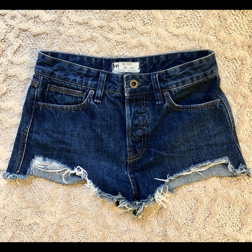 Free People Denim Button Fly Jean Shorts- size 25